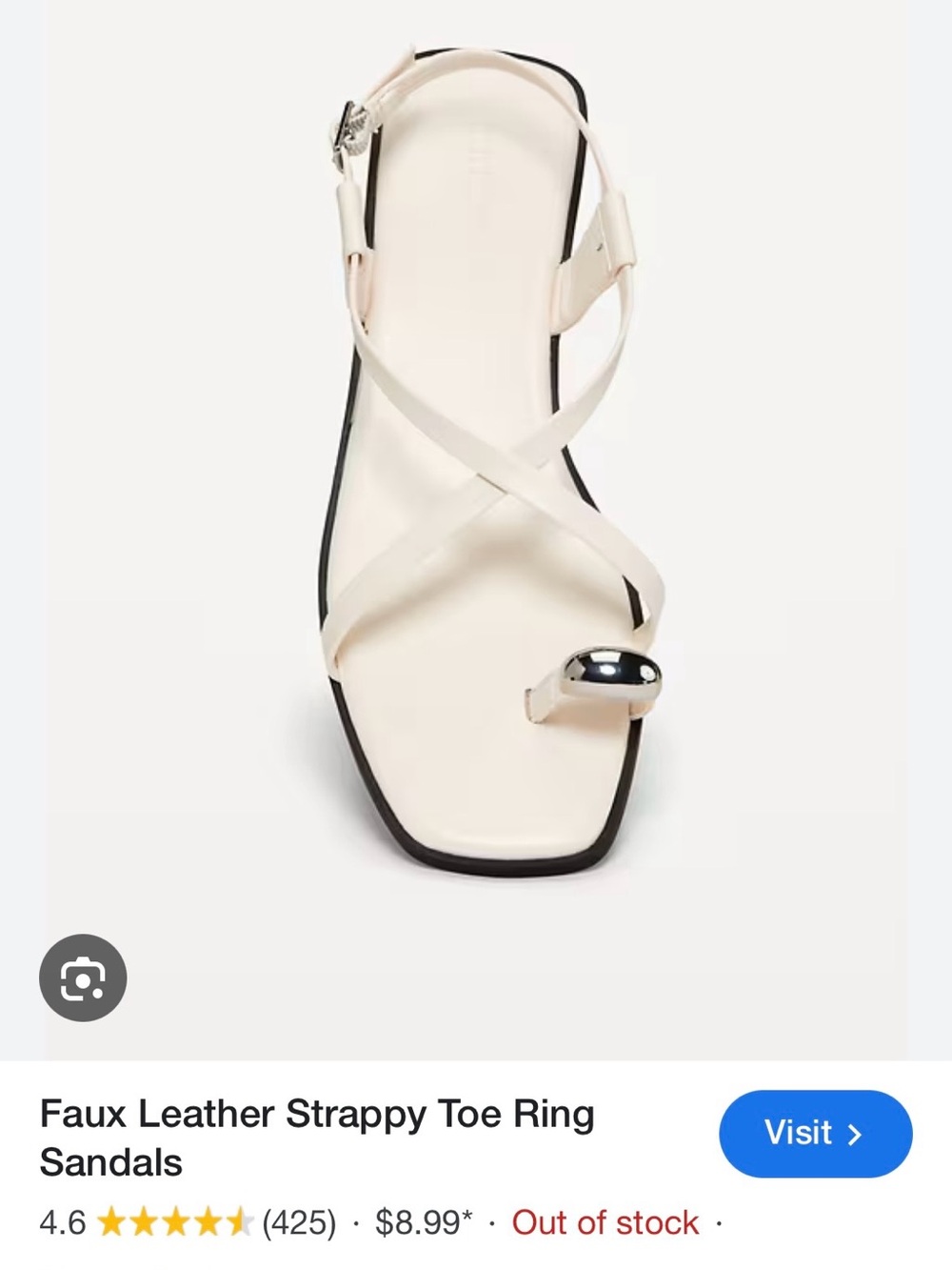 Old Navy Cream Strappy Toe-Ring Sandals with Silver Accent